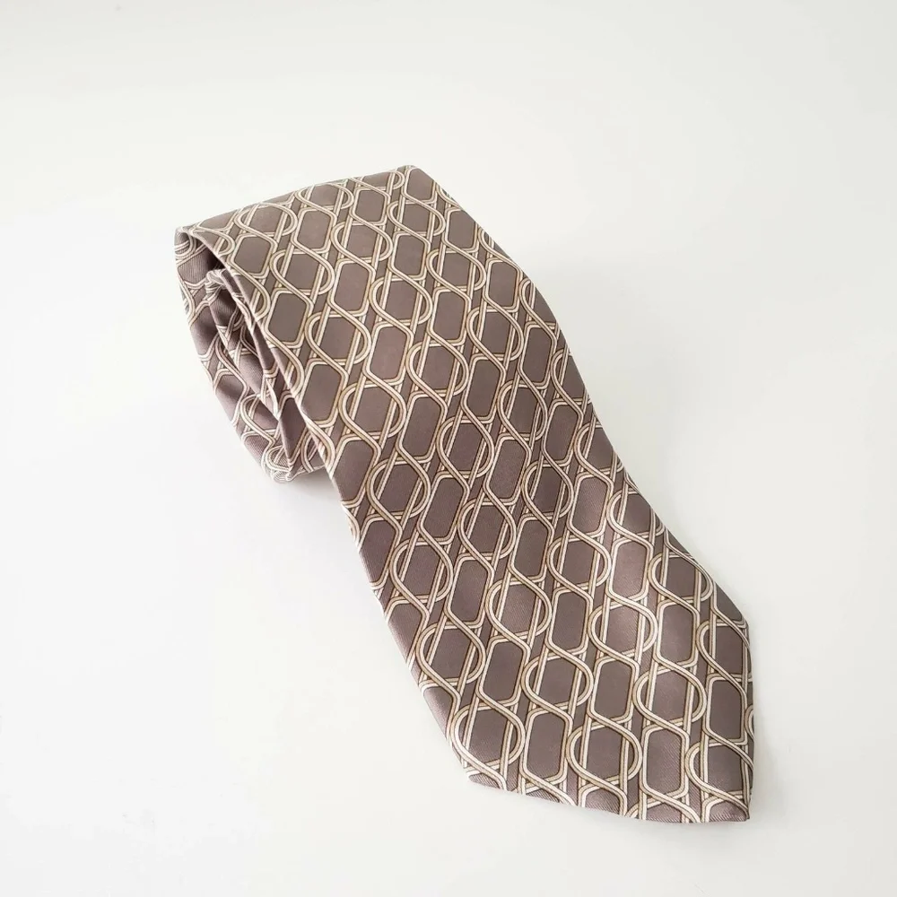 Gucci Men's Silk Interlocking Design Tie - Beige
